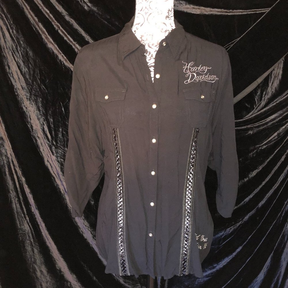 Harley Davidson 3/4 length sleeved top